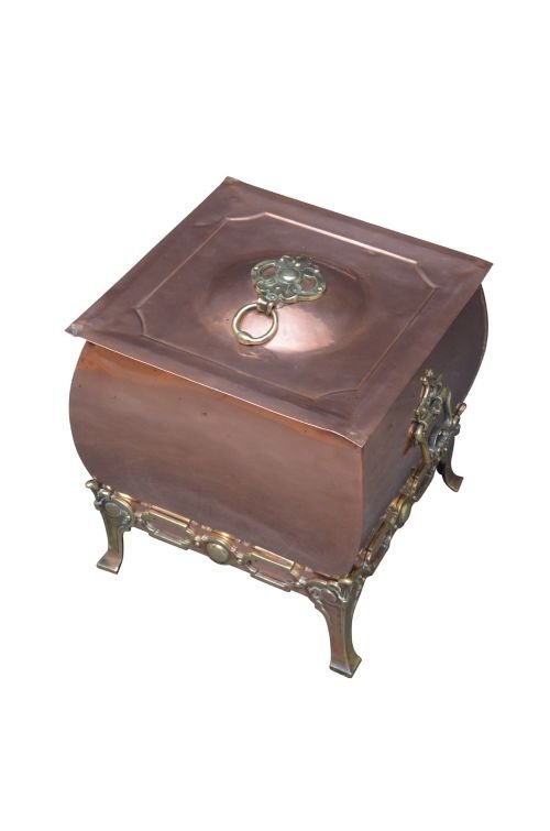 Antique Victorian Copper Coal Bin Or Planter